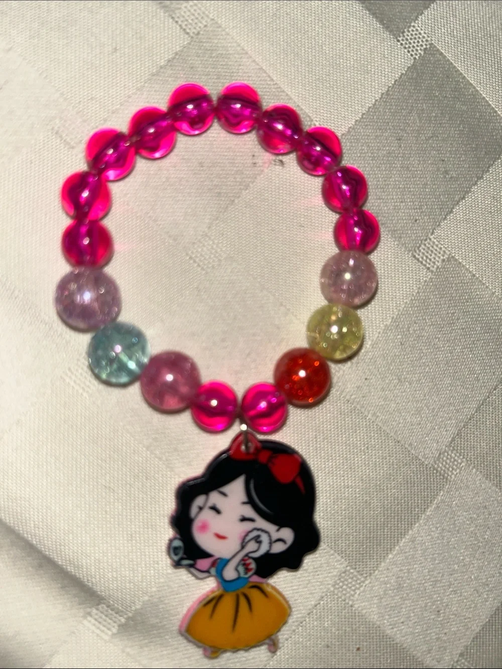 Multicolor Beaded Bracelets with Cinderella and Snow White